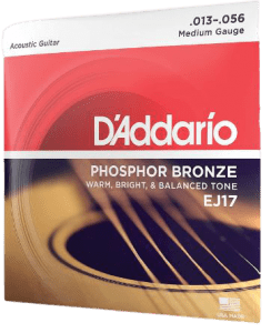 D’Addario Phosphor Bronze Acoustic Guitar Strings (EJ17)